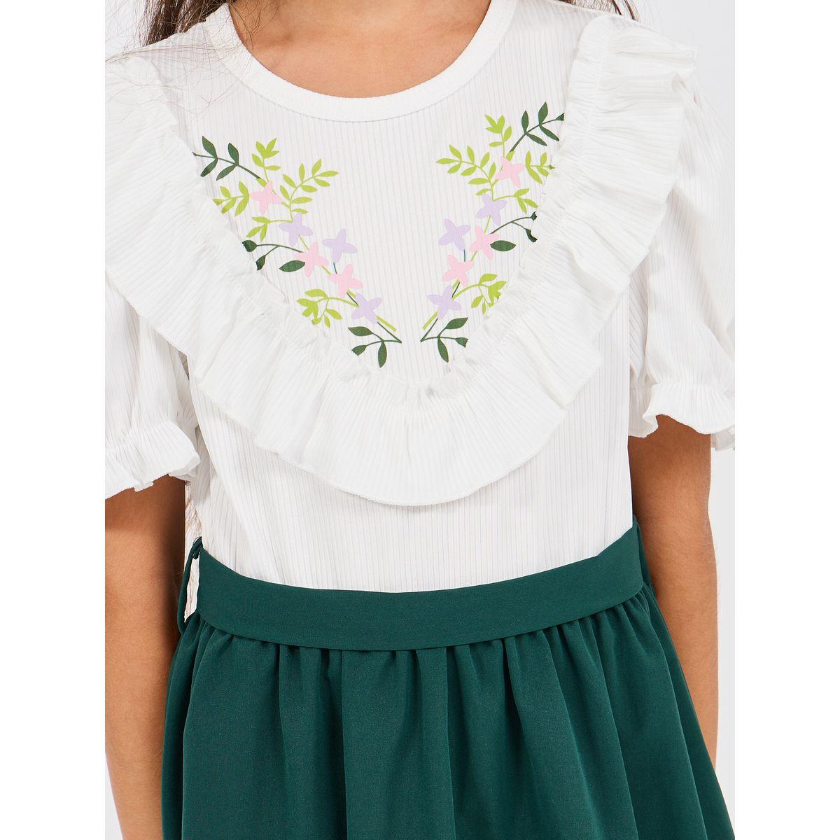 Styli Embroidery Ruffle Trim Dress-girls-clothing-dressesandjumpsuits-image-3