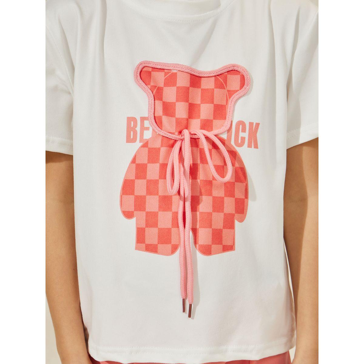 Styli Graphic Tie Front T-Shirt & Flare Hem Pant Set-girls-clothing-setsandcoords-image-3