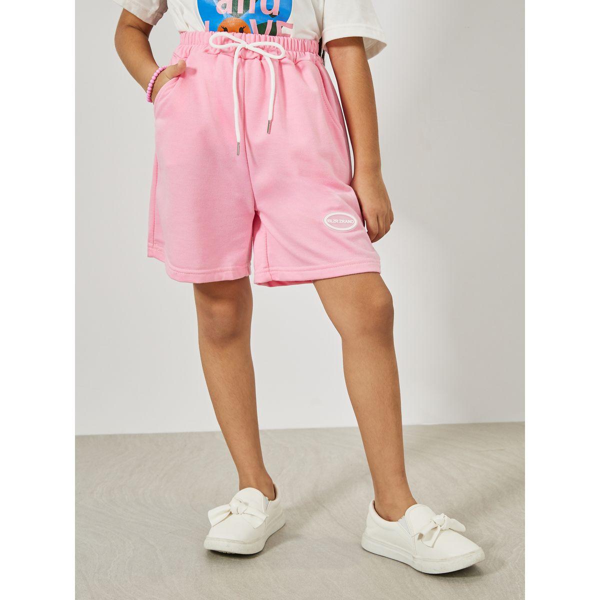 Styli Happy Love Graphic Cotton T-Shirt & Patch Shorts Set-girls-clothing-setsandcoords-image-5