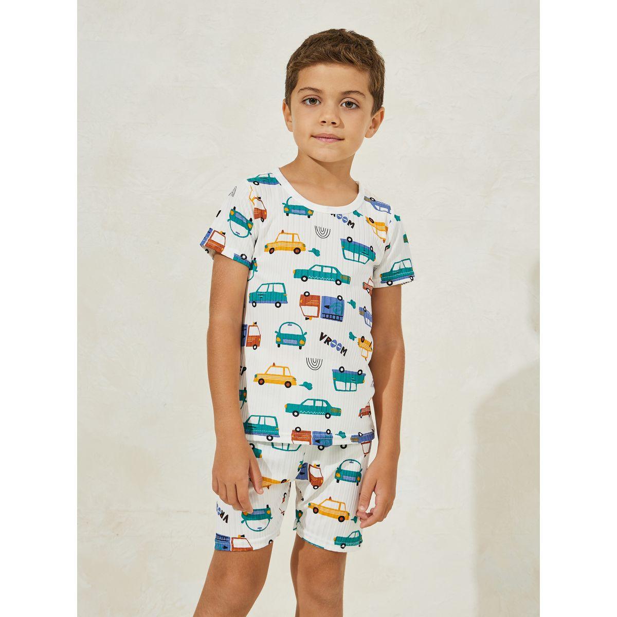 Styli Car Printed T-Shirt & Shorts Set-boys-clothing-nightwear-image-2