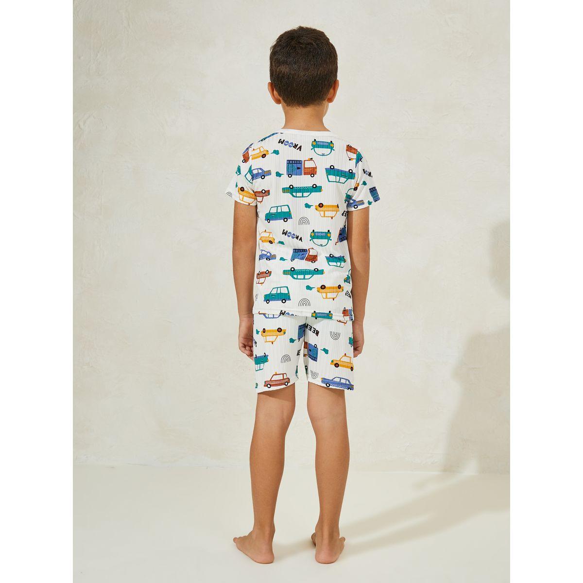 Styli Car Printed T-Shirt & Shorts Set-boys-clothing-nightwear-image-4