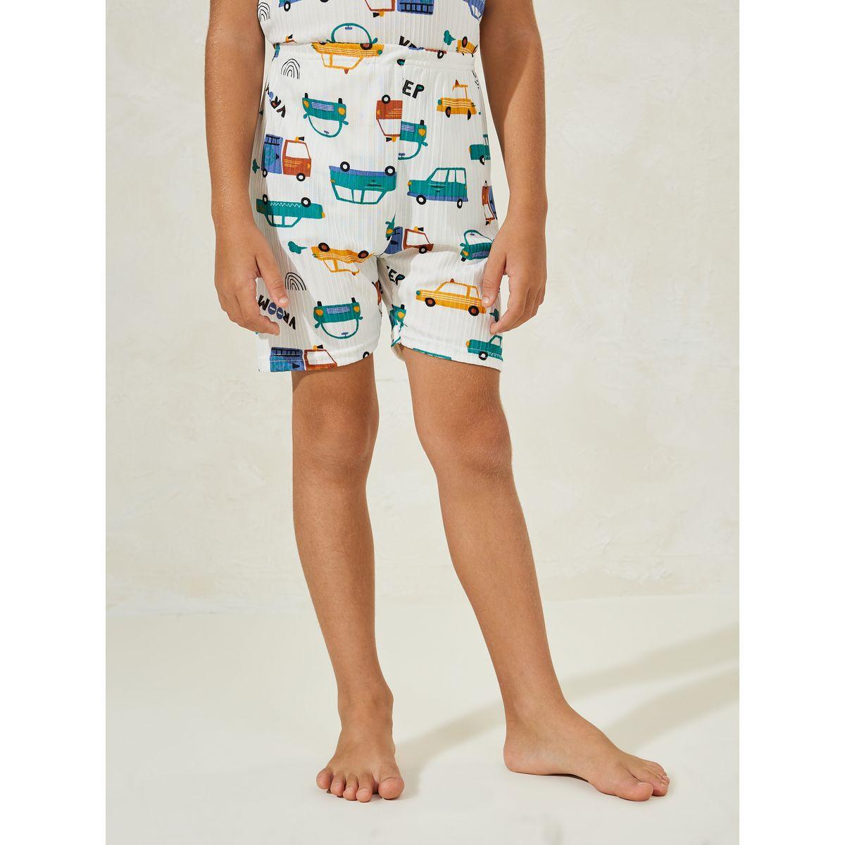 Styli Car Printed T-Shirt & Shorts Set-boys-clothing-nightwear-image-5