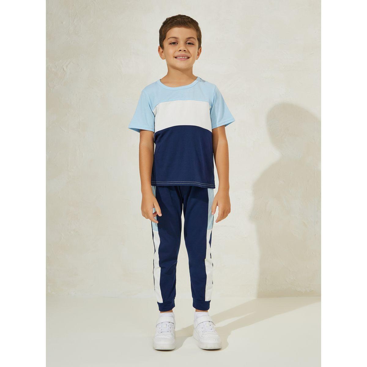 مجموعة من جوغر مع تيشيرت بنمط كتل الالوان-boys-clothing-setsandcoords-image-2