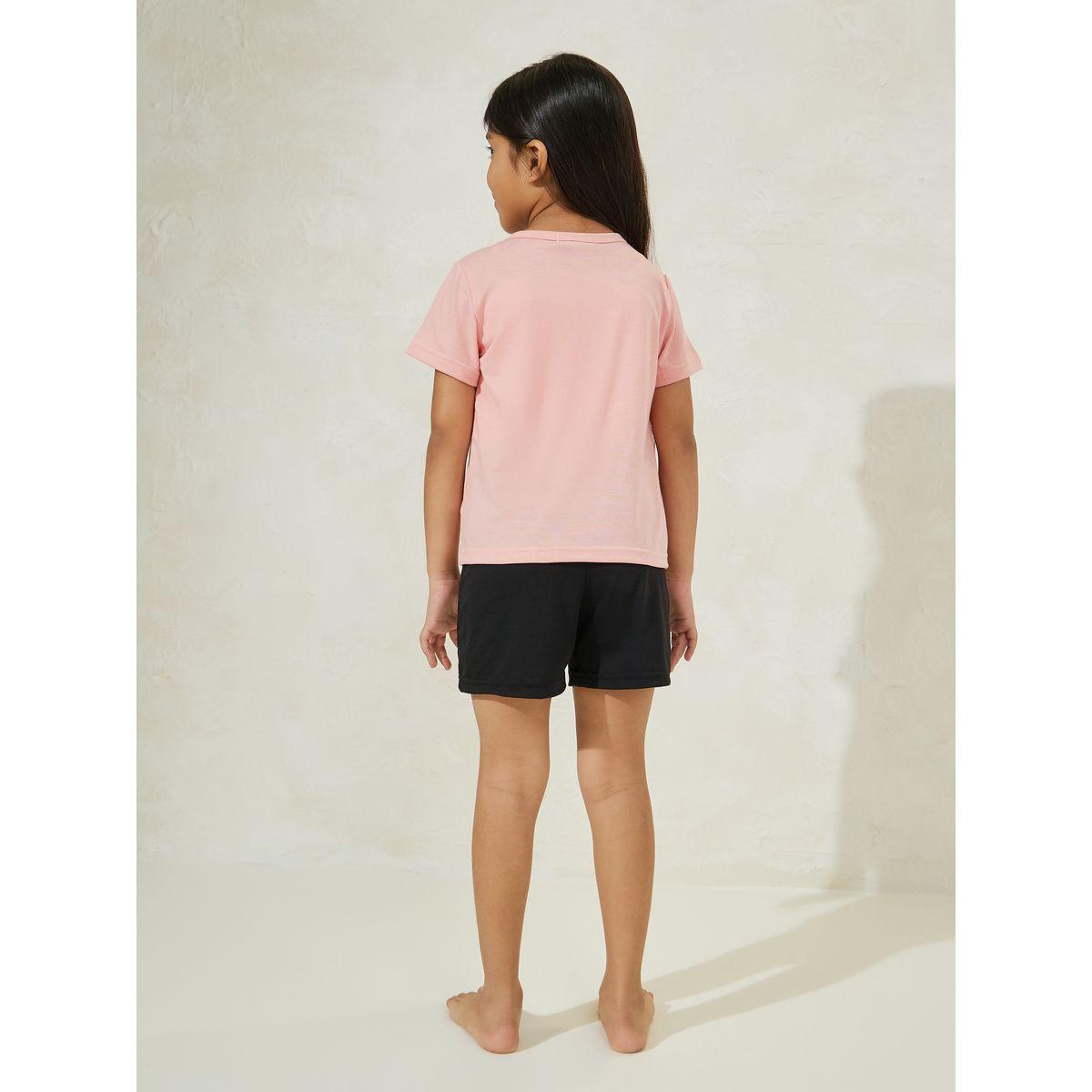 Styli Smile Print T-Shirt & Shorts Set-girls-clothing-nightwear-image-4