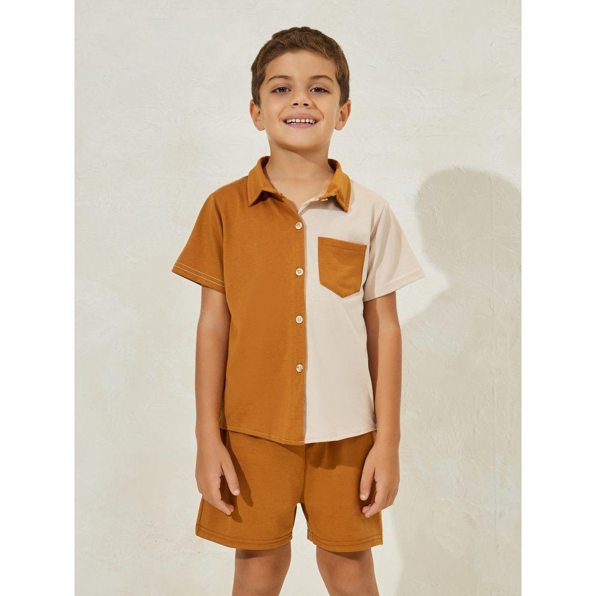 مجموعة من شورت وبلوزة بنمط كتل الالوان-boys-clothing-setsandcoords-image-1
