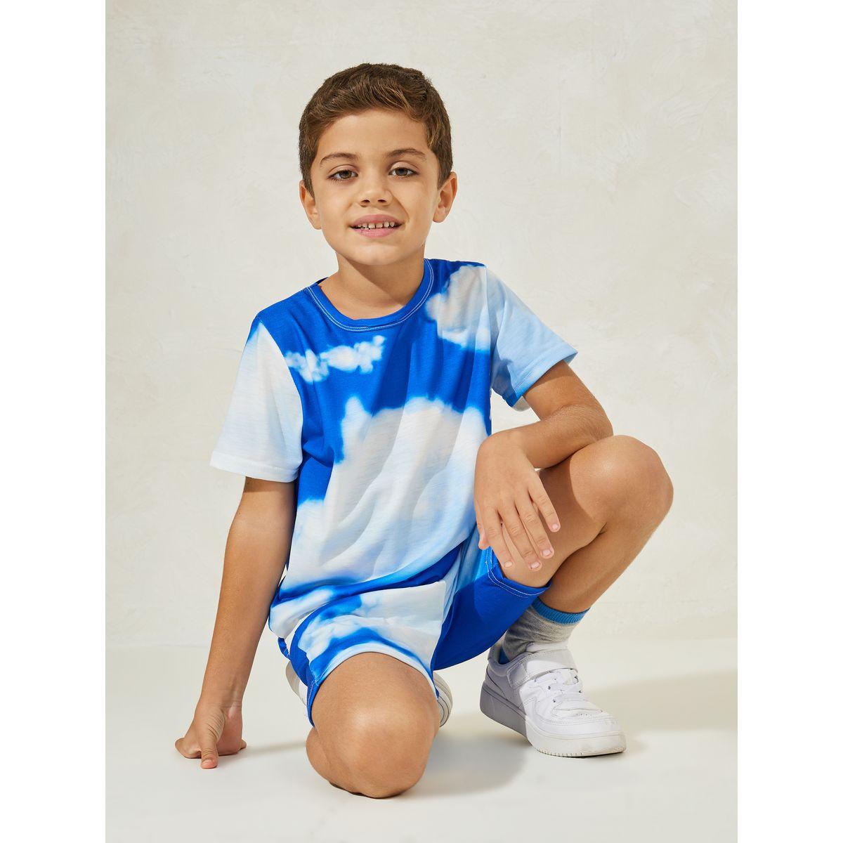 مجموعة من شورت وتيشيرت بطبعة سحب-boys-clothing-setsandcoords-image-1