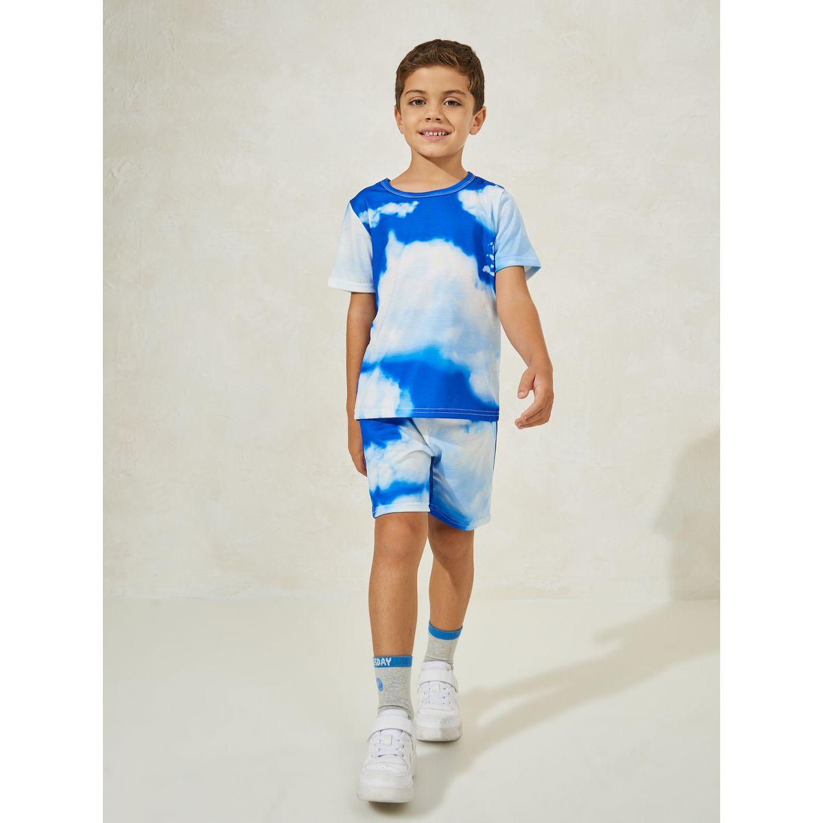Styli Cloud Printed T-Shirt & Short Set-boys-clothing-setsandcoords-image-2