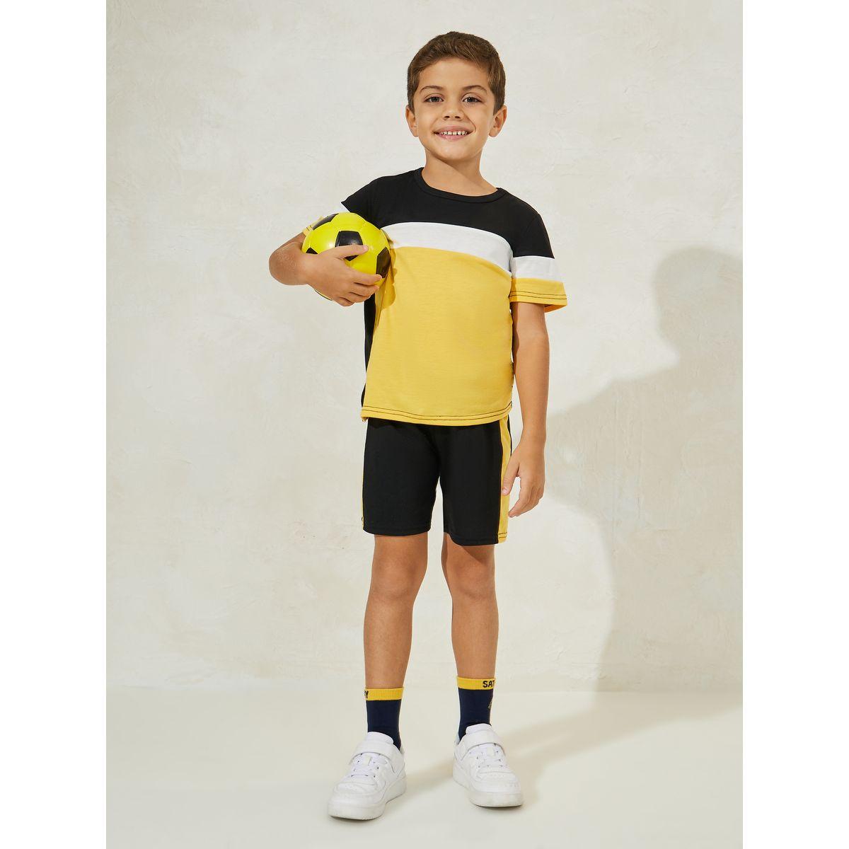 Styli  Color Block T-Shirt & Short Set-boys-clothing-setsandcoords-image-1