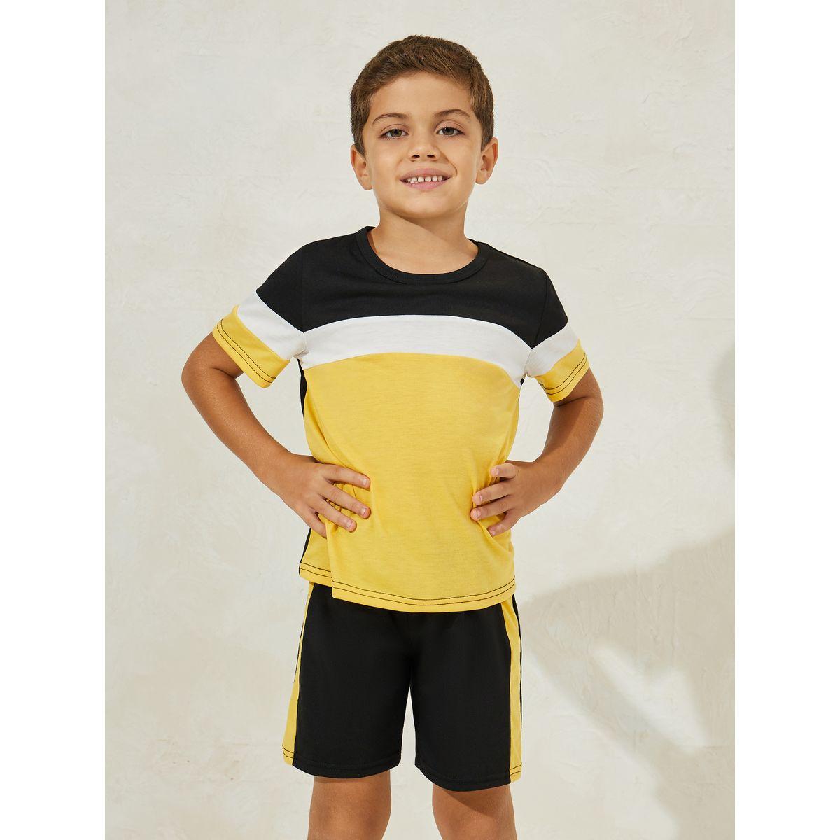 Styli  Color Block T-Shirt & Short Set-boys-clothing-setsandcoords-image-2