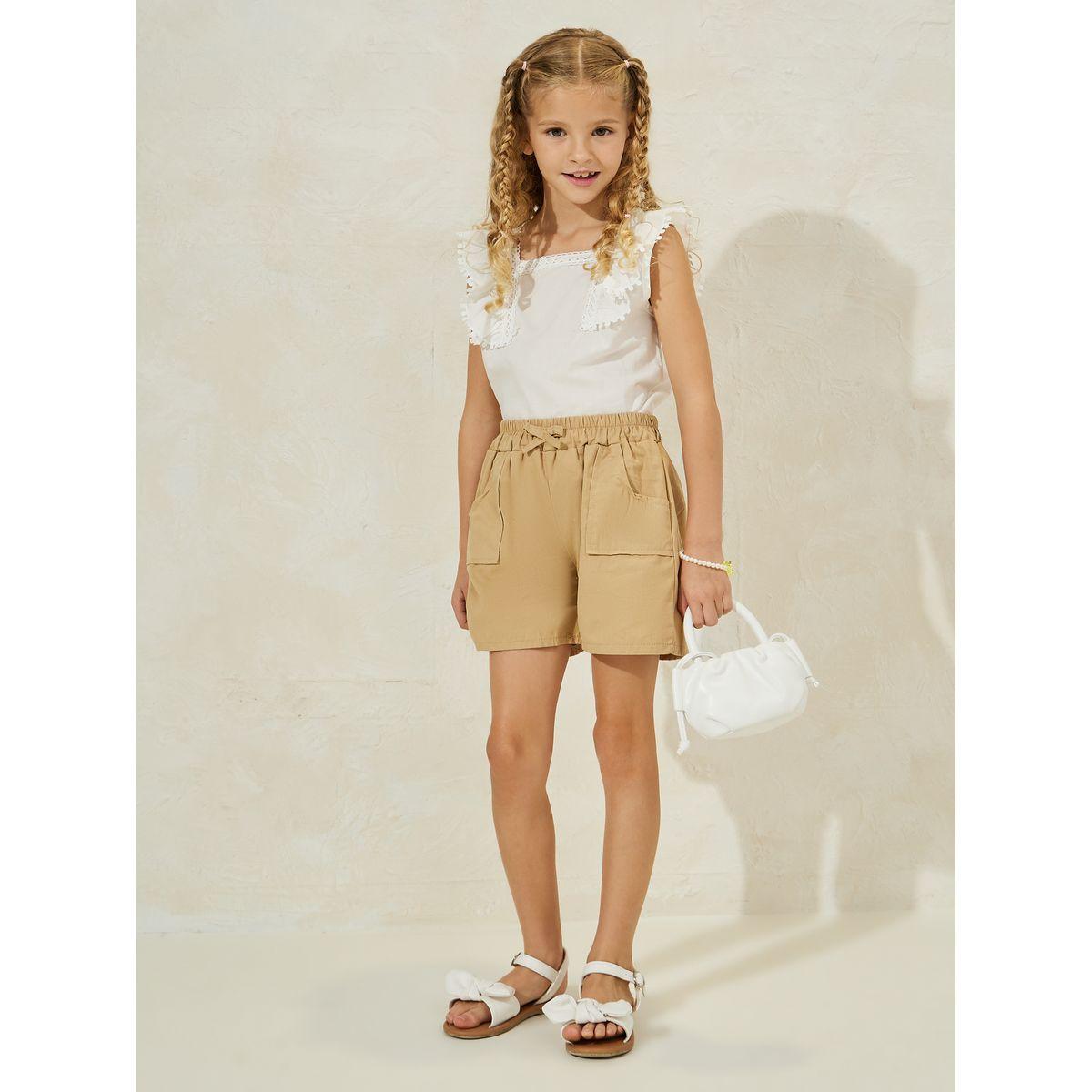 Styli Solid Cotton Shorts with Pocket-girls-clothing-bottoms-shorts-image-2