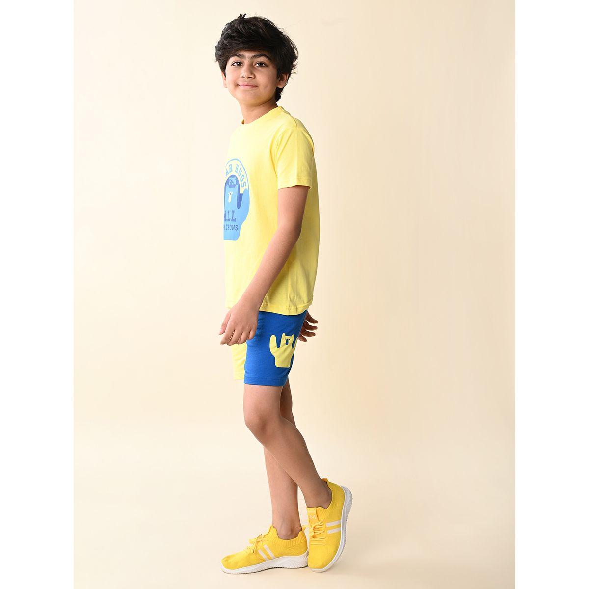 LilPicks X Styli  Smiley Print T-Shirt & Colorblock Shorts Set-boys-clothing-setsandcoords-image-2