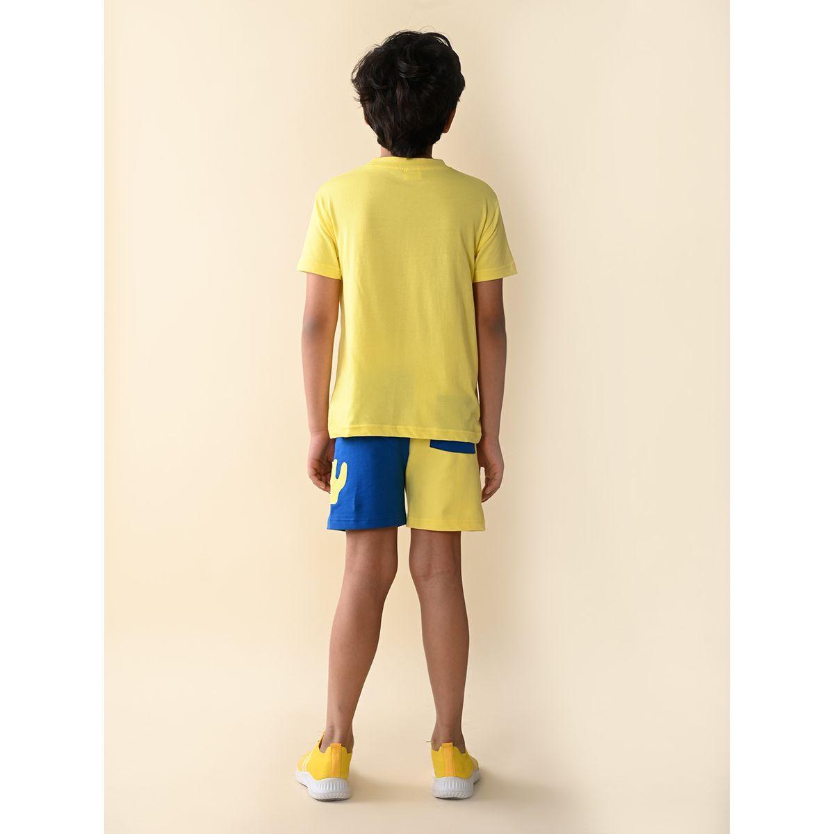 LilPicks X Styli  Smiley Print T-Shirt & Colorblock Shorts Set-boys-clothing-setsandcoords-image-3