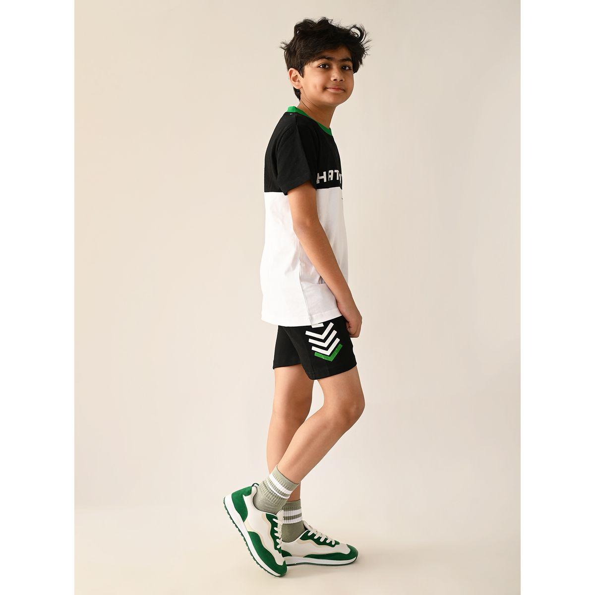 LilPicks X Styli  Text Print Colorblock T-Shirt & Shorts Set-boys-clothing-setsandcoords-image-4