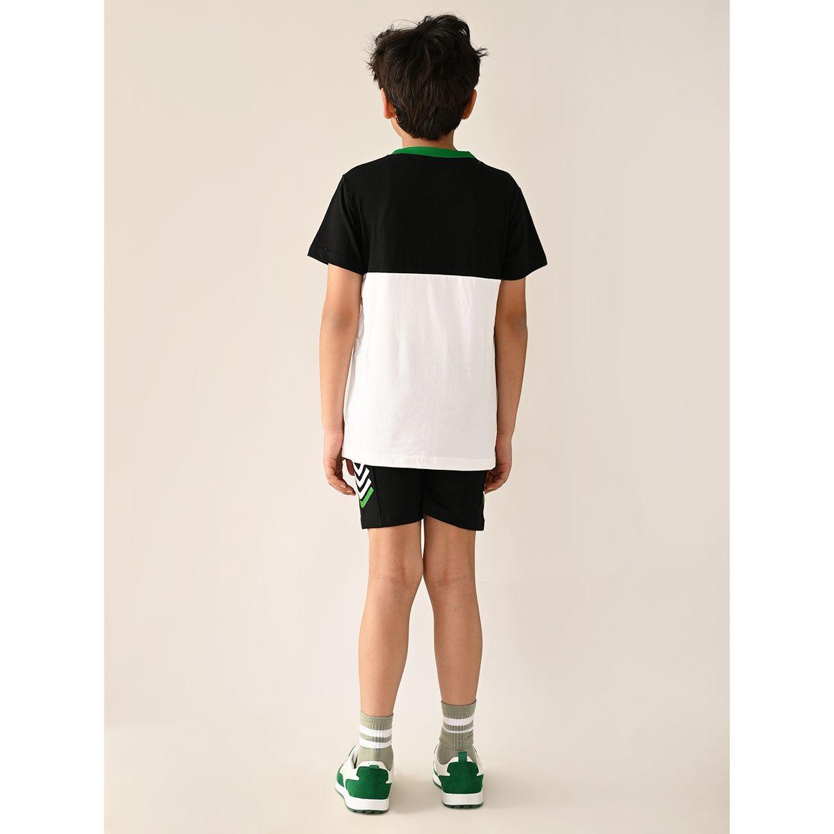 LilPicks X Styli  Text Print Colorblock T-Shirt & Shorts Set-boys-clothing-setsandcoords-image-5