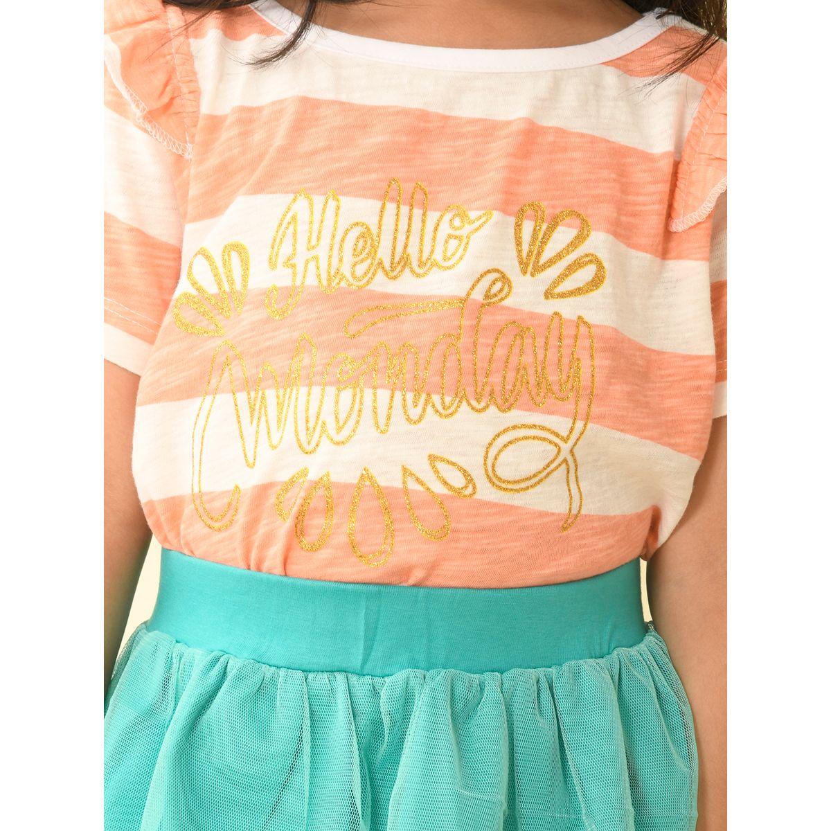 LilPicks X Styli  Striped Top & Mesh Insert Skirt Set-girls-clothing-setsandcoords-image-5