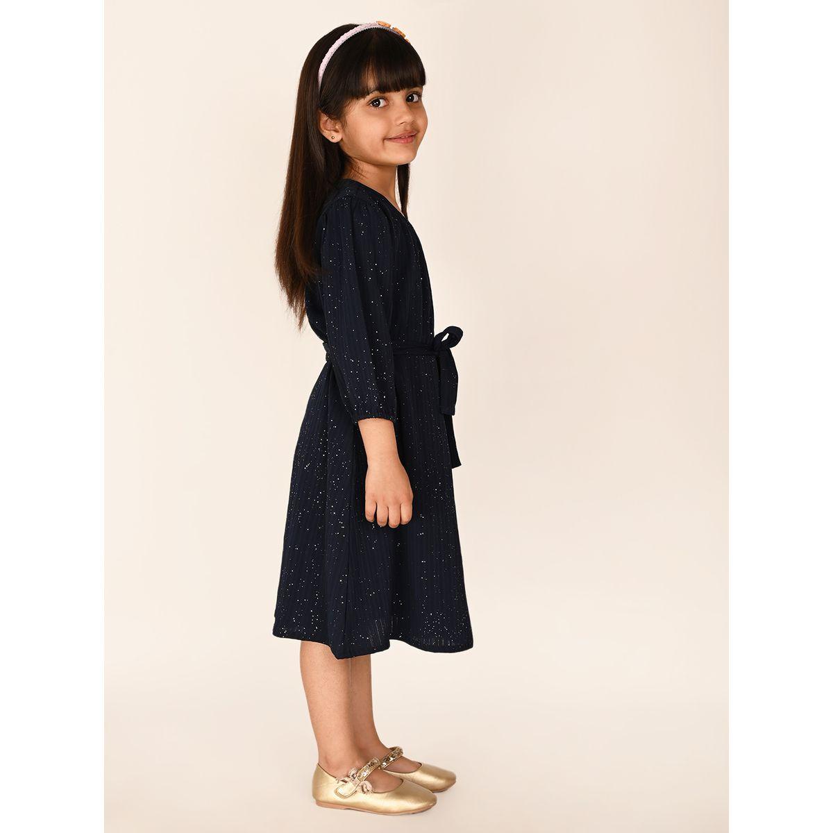 LilPicks Glittered Look Self Tie Up A-Line Dress-girls-clothing-dressesandjumpsuits-image-4