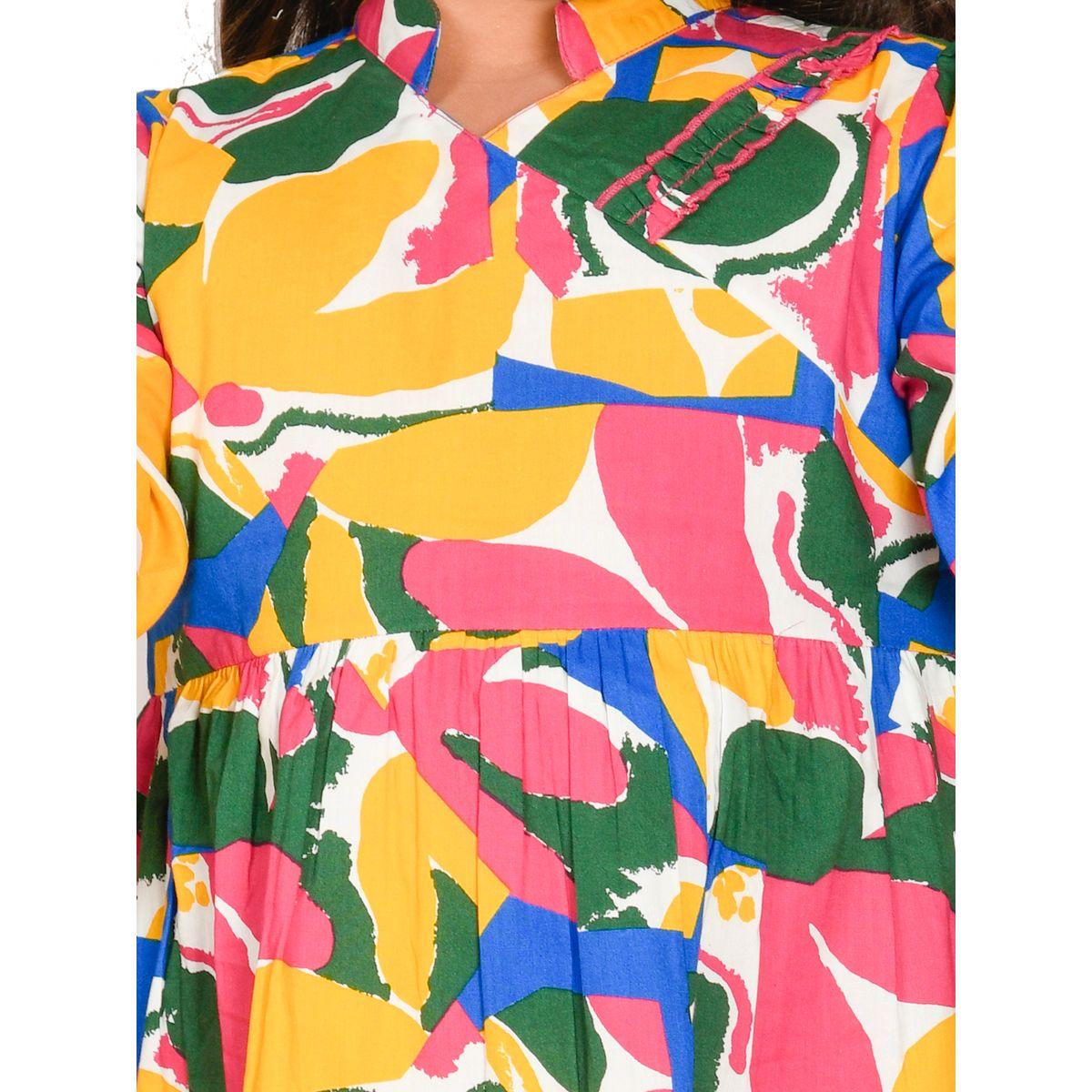 LilPicks X Styli  Abstract Print Fit & Flare Tiered Dress-girls-clothing-dressesandjumpsuits-image-2