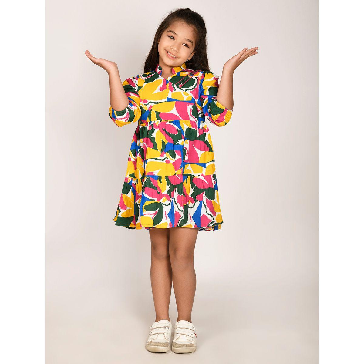 LilPicks X Styli  Abstract Print Fit & Flare Tiered Dress-girls-clothing-dressesandjumpsuits-image-3