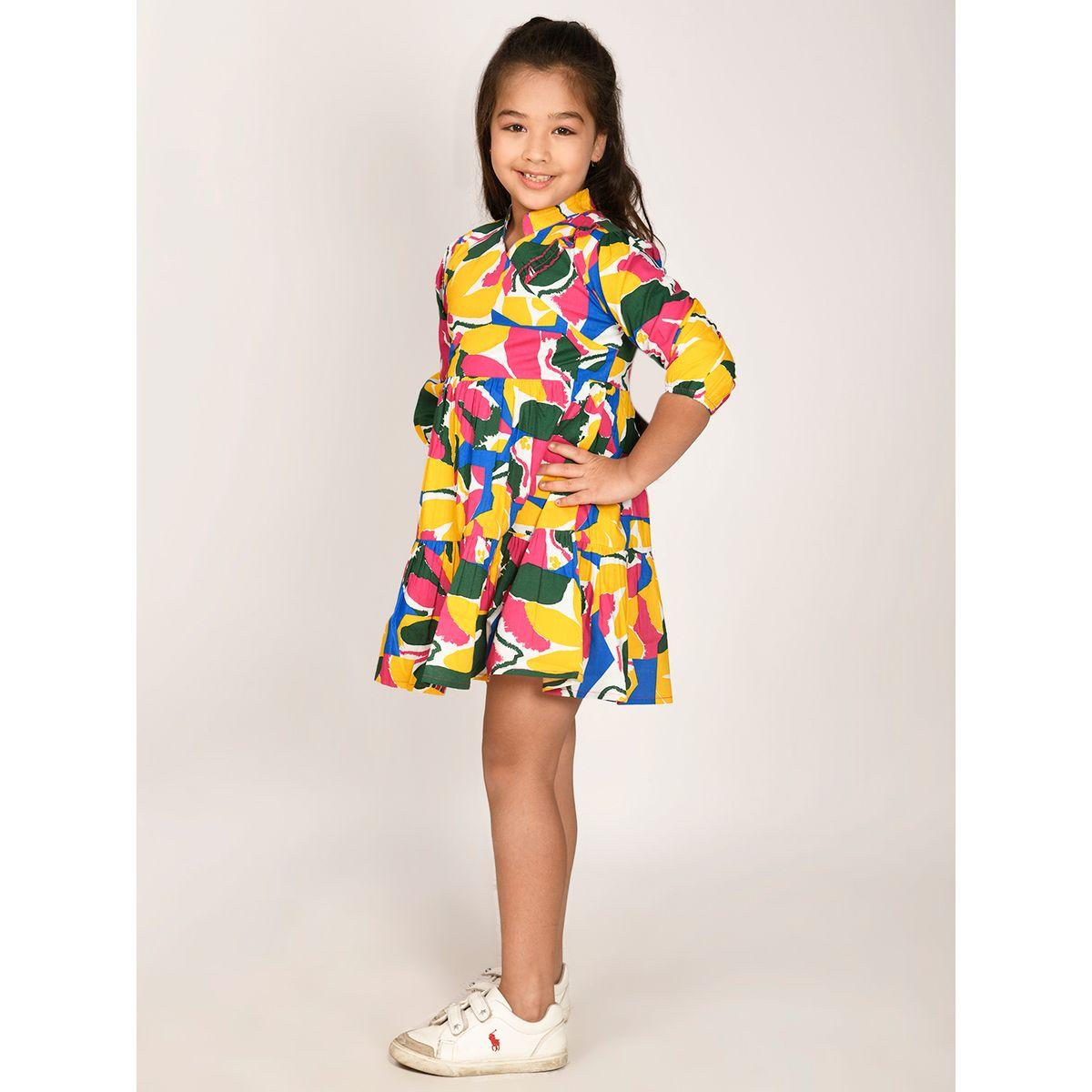 LilPicks X Styli  Abstract Print Fit & Flare Tiered Dress-girls-clothing-dressesandjumpsuits-image-4