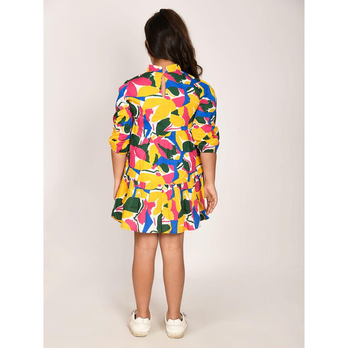 LilPicks X Styli  Abstract Print Fit & Flare Tiered Dress-girls-clothing-dressesandjumpsuits-image-5