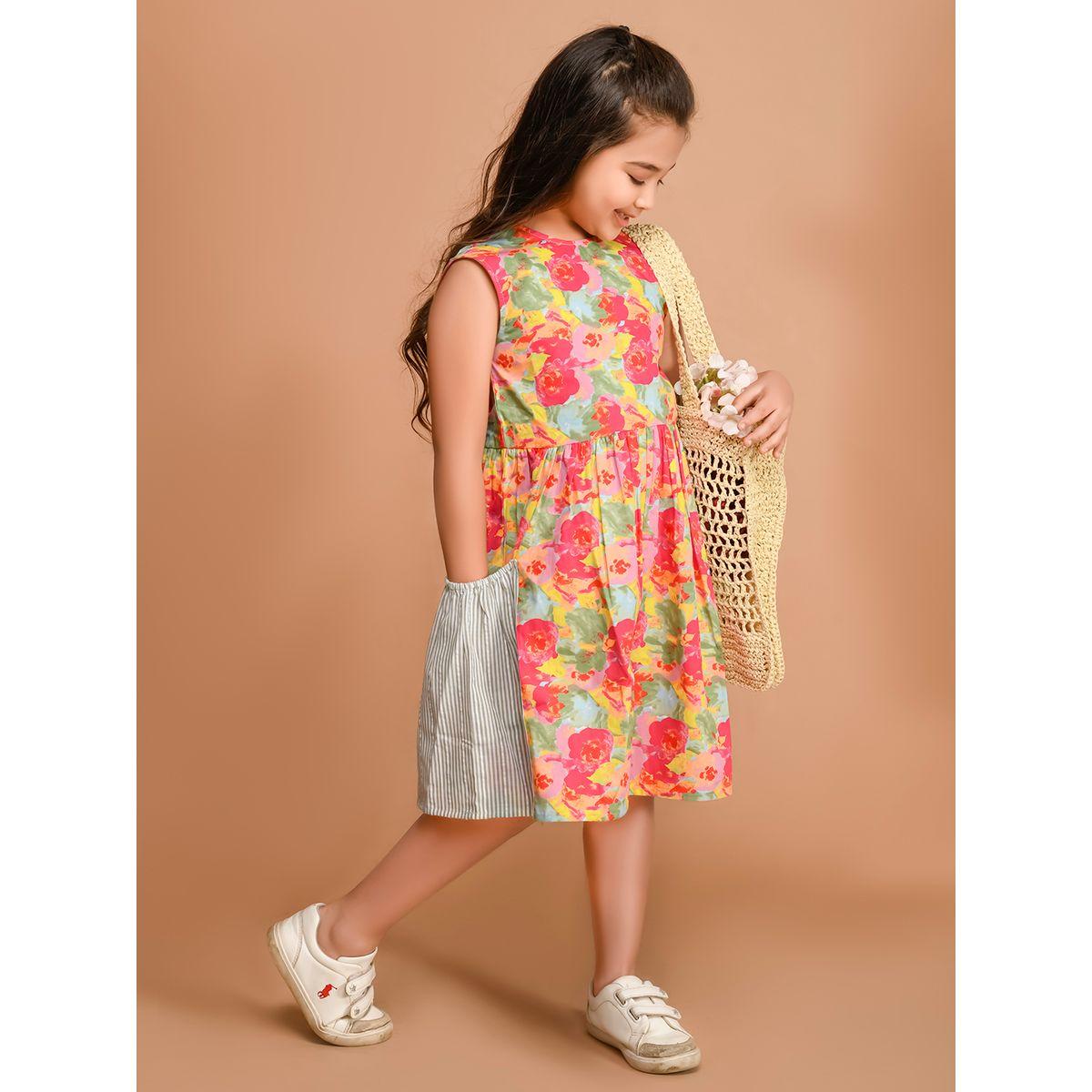 LilPicks X Styli  Floral Print Dress with Contrast Pocket-girls-clothing-dressesandjumpsuits-image-1