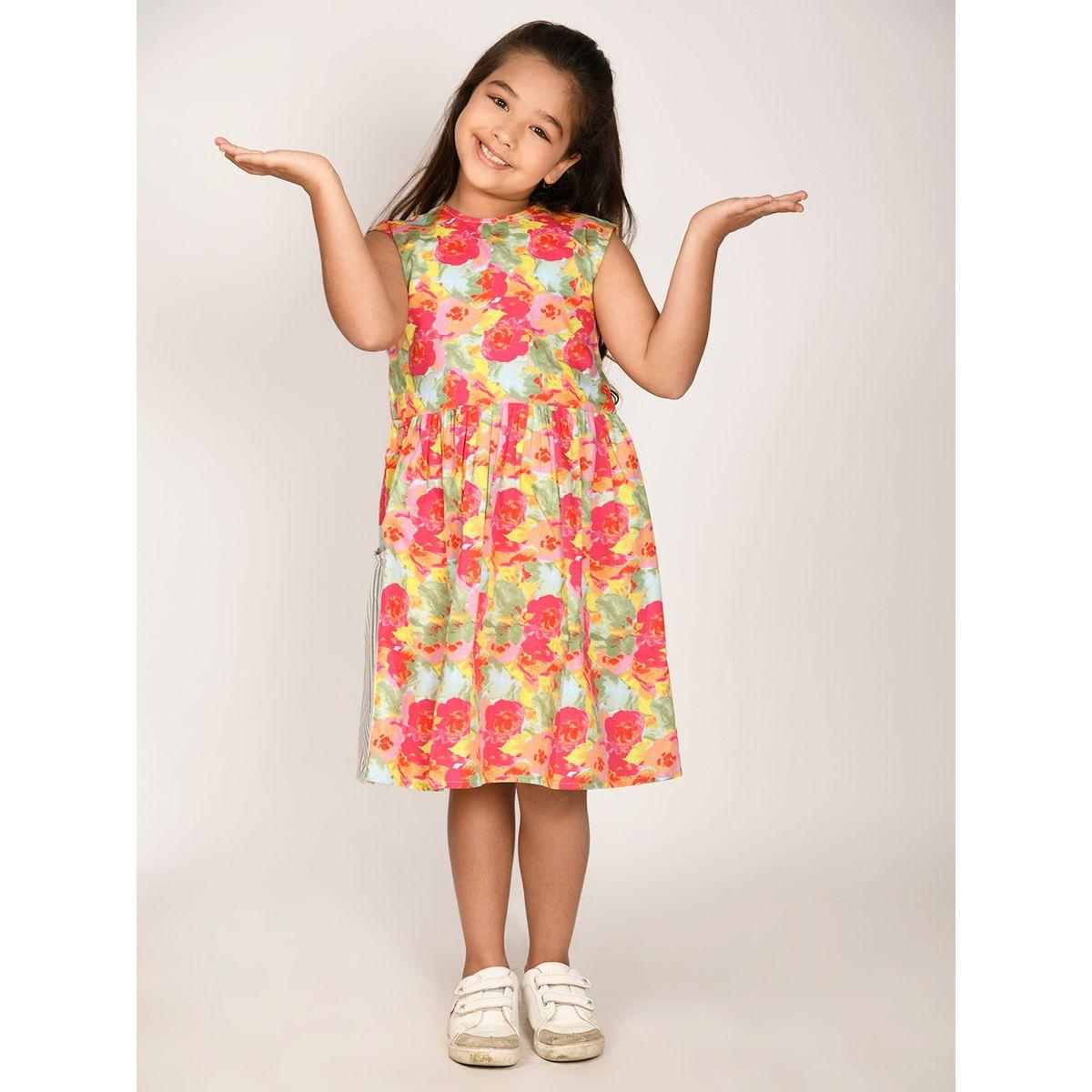 LilPicks X Styli  Floral Print Dress with Contrast Pocket-girls-clothing-dressesandjumpsuits-image-3
