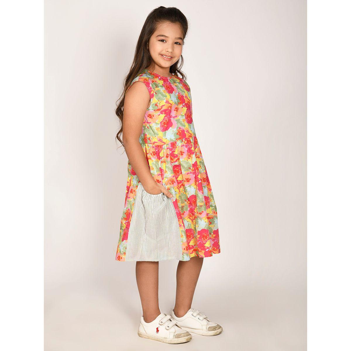 LilPicks X Styli  Floral Print Dress with Contrast Pocket-girls-clothing-dressesandjumpsuits-image-4