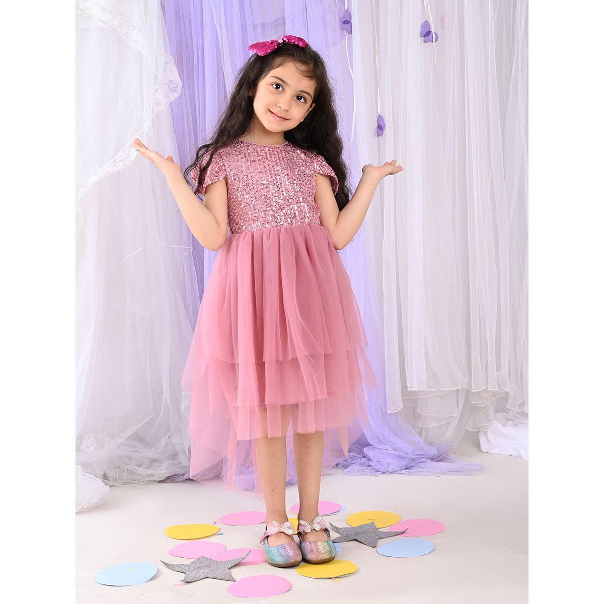 LilPicks Sequin Detail Mesh Layer Hem Dress-girls-clothing-dressesandjumpsuits-image-2