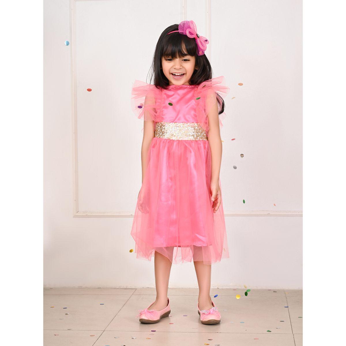 LilPicks X Styli  Sequined Flutter Sleeves A-Line Dress-girls-clothing-dressesandjumpsuits-image-1
