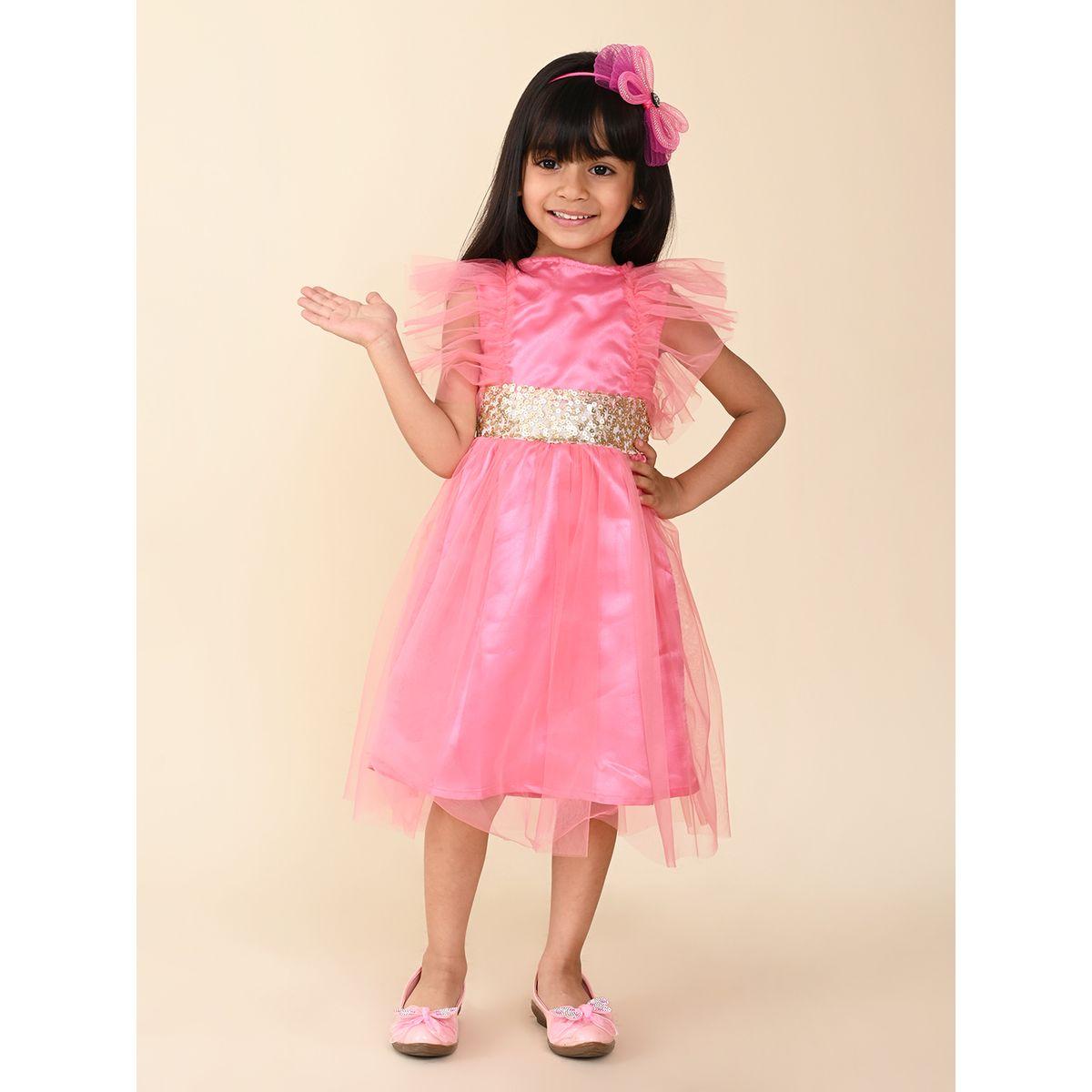 LilPicks X Styli  Sequined Flutter Sleeves A-Line Dress-girls-clothing-dressesandjumpsuits-image-2