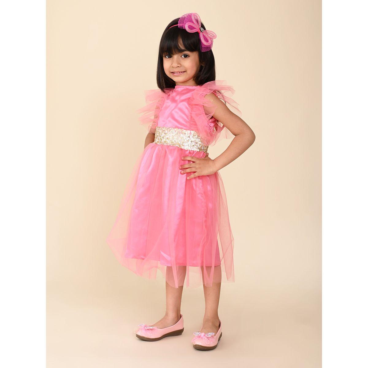 LilPicks X Styli  Sequined Flutter Sleeves A-Line Dress-girls-clothing-dressesandjumpsuits-image-3
