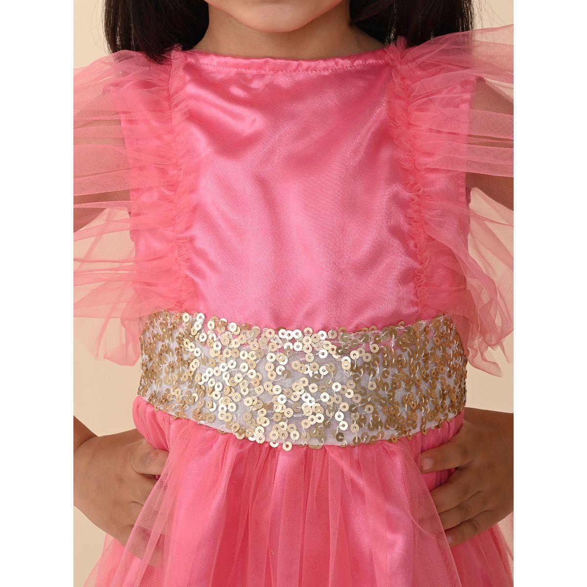 LilPicks X Styli  Sequined Flutter Sleeves A-Line Dress-girls-clothing-dressesandjumpsuits-image-5