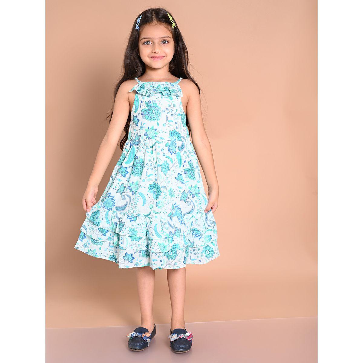 فستان بطبقات وحمالات مع تفاصيل كشكش ليل بيكس × ستايلي-girls-clothing-dressesandjumpsuits-image-3