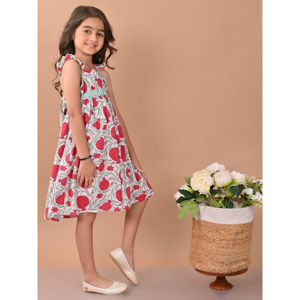 فستان مطبع بزهور مع اربطة بنمط كروس ليل بيكس × ستايلي-girls-clothing-dressesandjumpsuits-image-2