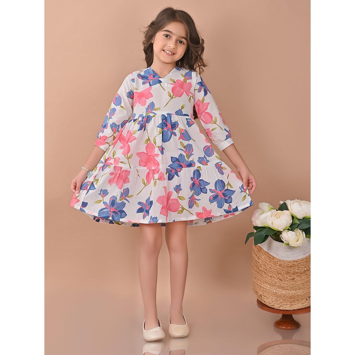 LilPicks X Styli  Floral Print V Neck Skater Dress-girls-clothing-dressesandjumpsuits-image-1