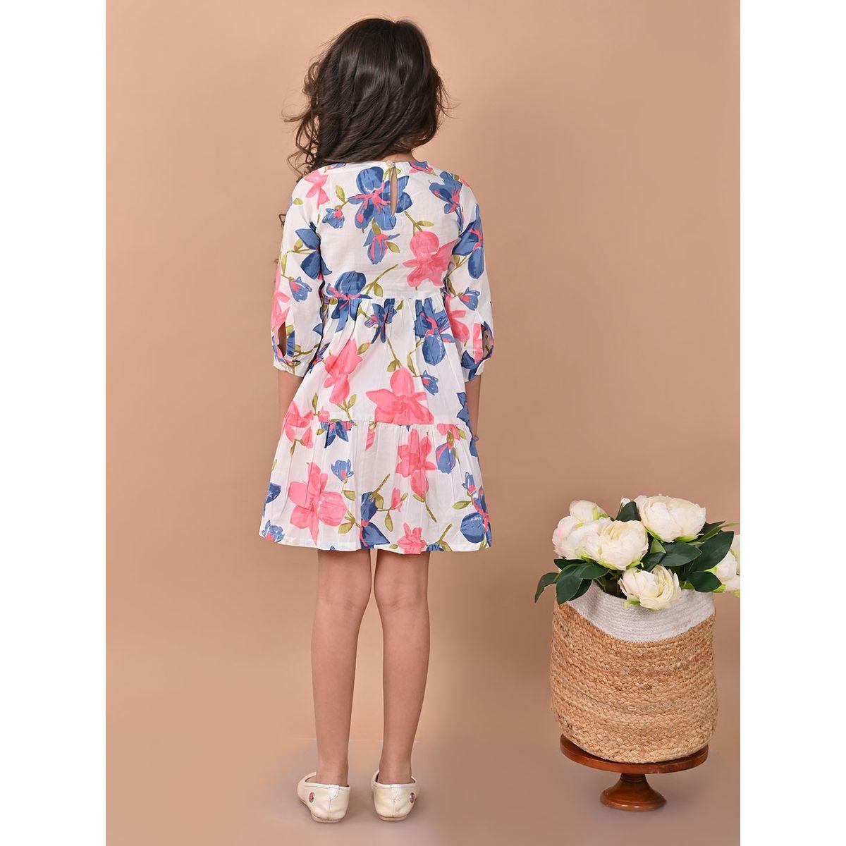 LilPicks X Styli  Floral Print V Neck Skater Dress-girls-clothing-dressesandjumpsuits-image-3