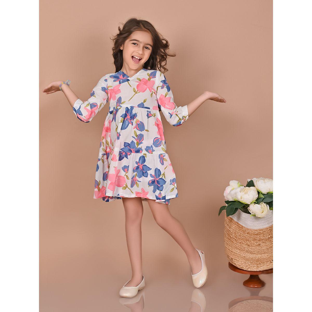 LilPicks X Styli  Floral Print V Neck Skater Dress-girls-clothing-dressesandjumpsuits-image-5