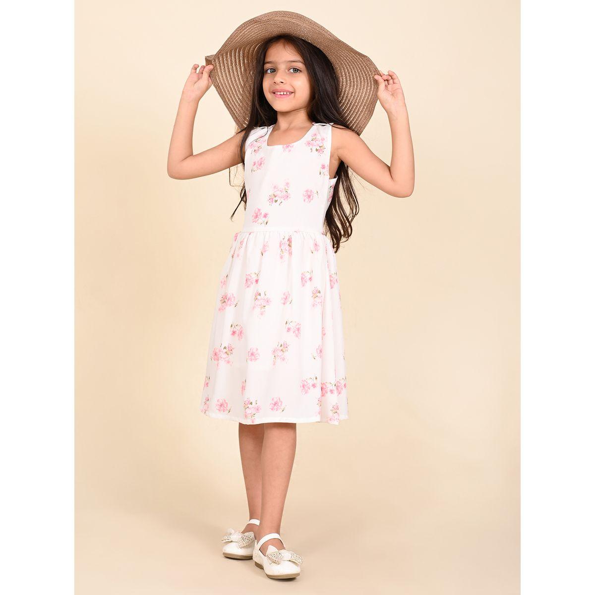 فستان مطبع بزهور مع اربطة بنمط كروس ليل بيكس × ستايلي-girls-clothing-dressesandjumpsuits-image-5
