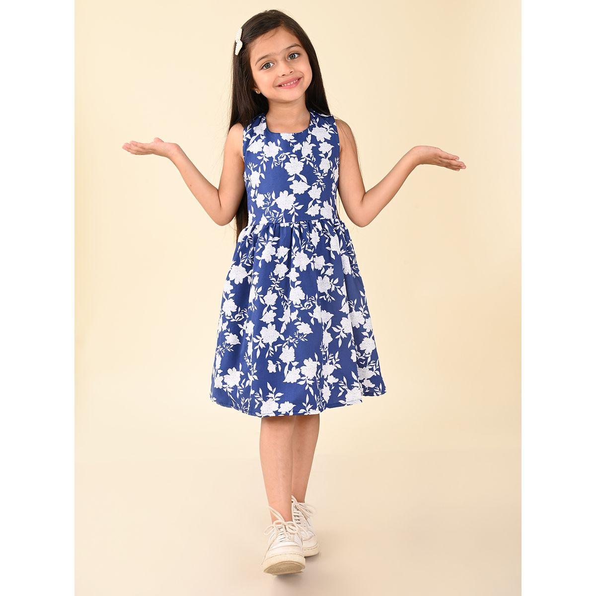 فستان مطبع بزهور مع اربطة بنمط كروس ليل بيكس × ستايلي-girls-clothing-dressesandjumpsuits-image-2