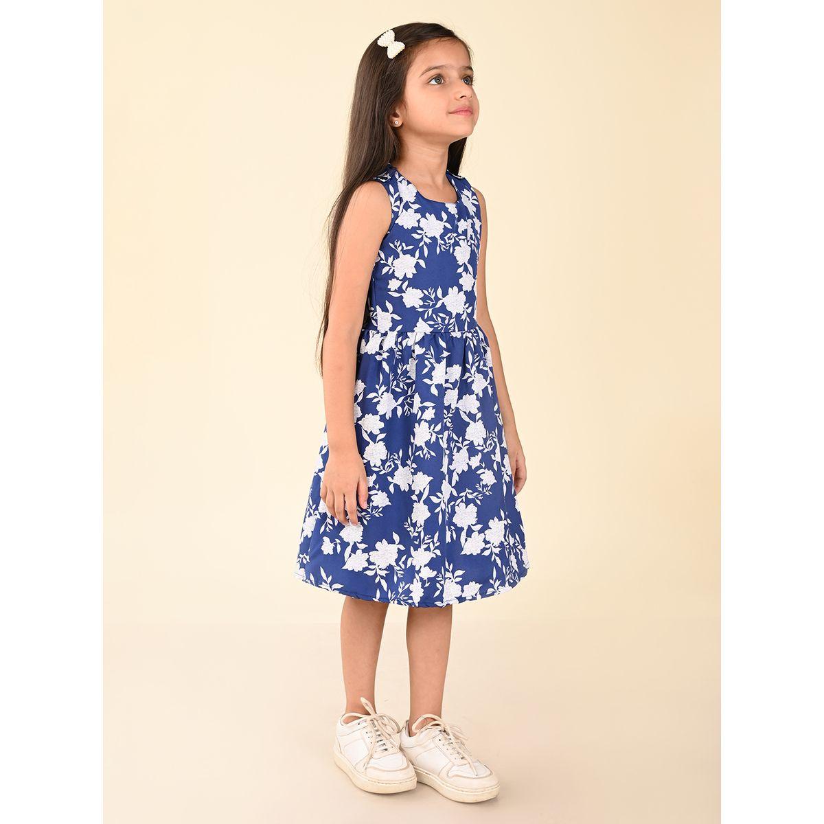 فستان مطبع بزهور مع اربطة بنمط كروس ليل بيكس × ستايلي-girls-clothing-dressesandjumpsuits-image-3
