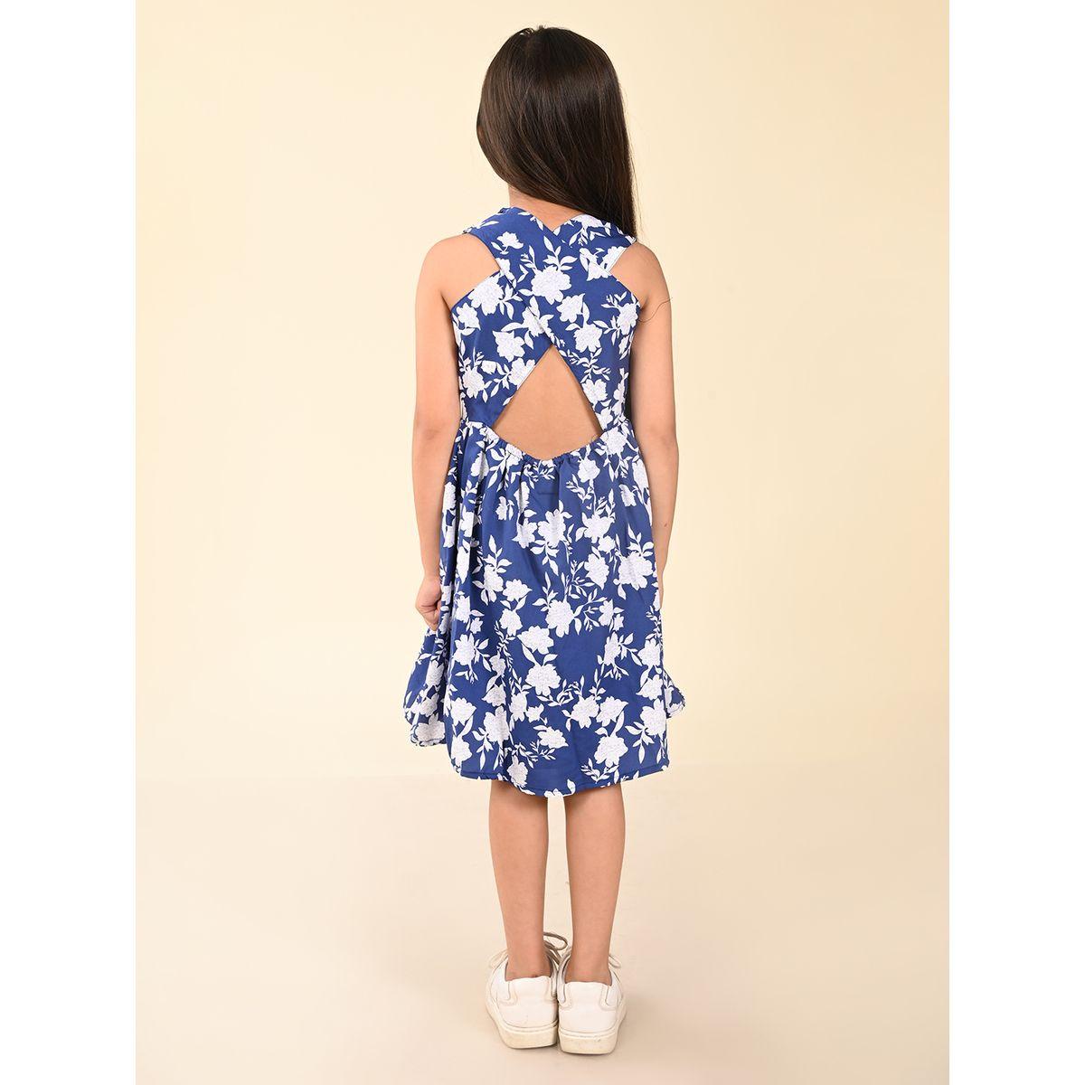 فستان مطبع بزهور مع اربطة بنمط كروس ليل بيكس × ستايلي-girls-clothing-dressesandjumpsuits-image-4