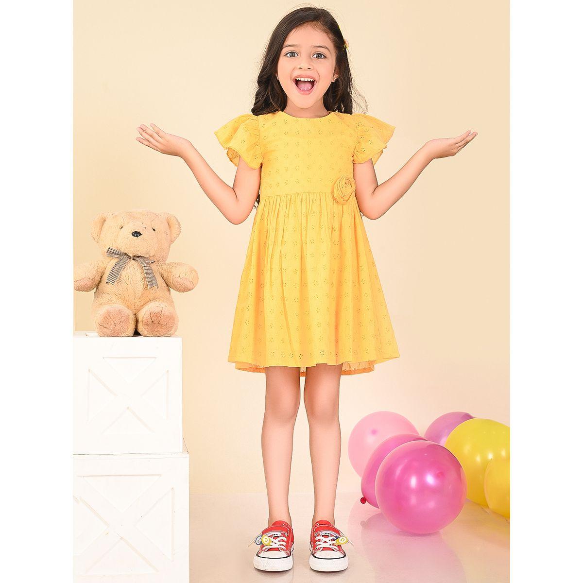 فستان مزين بفتحات صغيرة مع زهرة كورسيه ليل بيكس × ستايلي-girls-clothing-dressesandjumpsuits-image-1