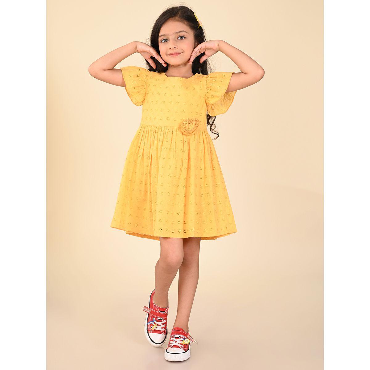 LilPicks X Styli  Floral Corsage Detail Schiffli Dress-girls-clothing-dressesandjumpsuits-image-3