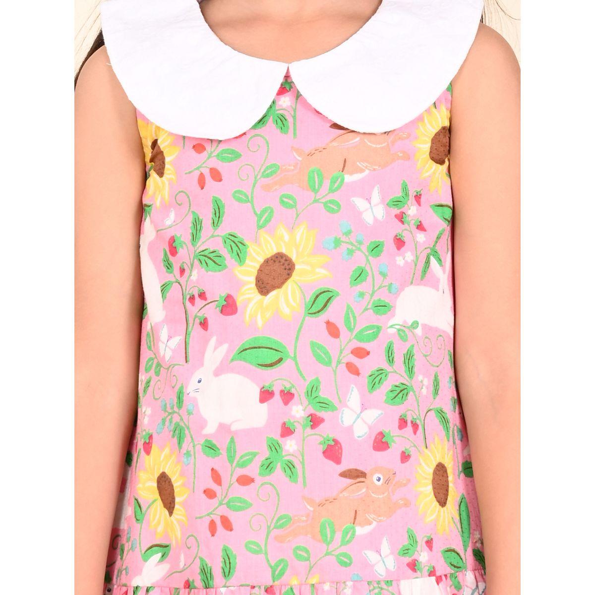 فستان مطبع بزهرة عباد الشمس مع ياقة بيتر بان ليل بيكس × ستايلي-girls-clothing-dressesandjumpsuits-image-2