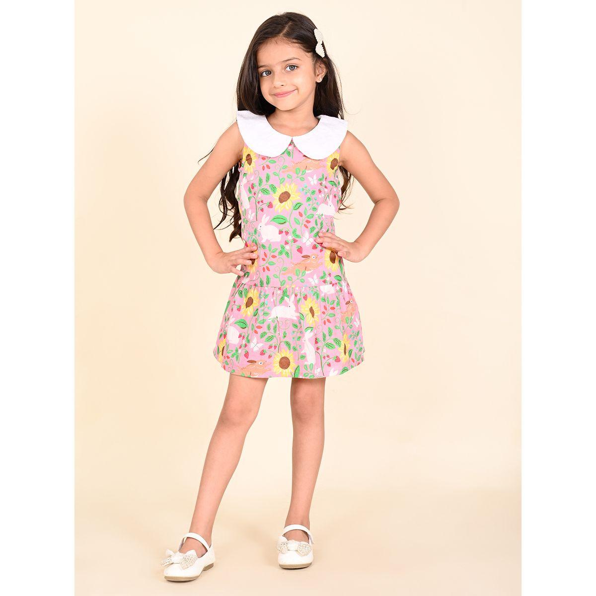 LilPicks X Styli  Sunflower Bunny Print Shift Dress-girls-clothing-dressesandjumpsuits-image-3