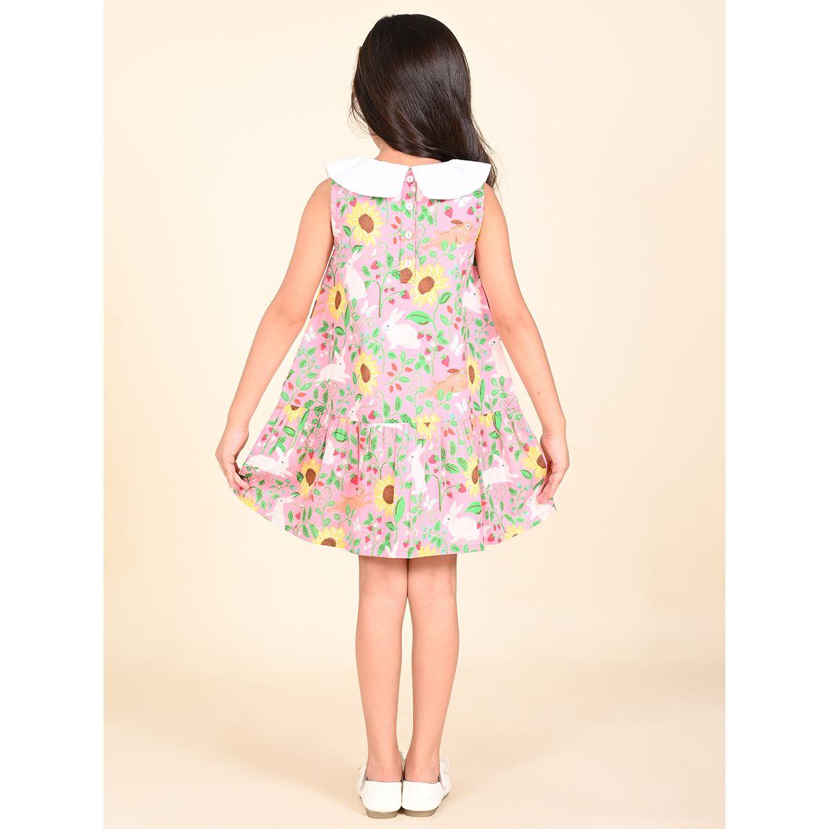 LilPicks X Styli  Sunflower Bunny Print Shift Dress-girls-clothing-dressesandjumpsuits-image-5