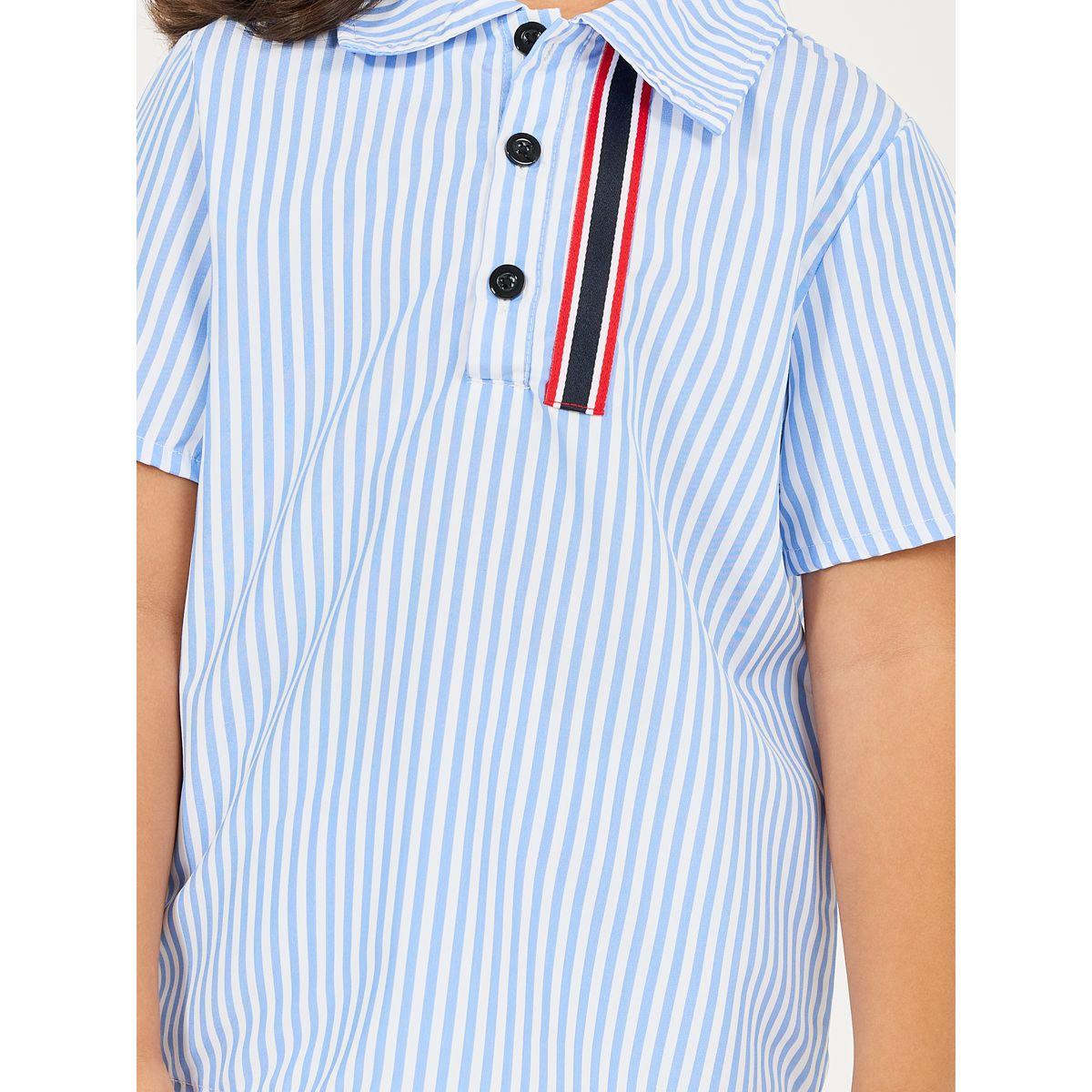 Styli Striped Button Front Shirt & Shorts Set-boys-clothing-setsandcoords-image-3
