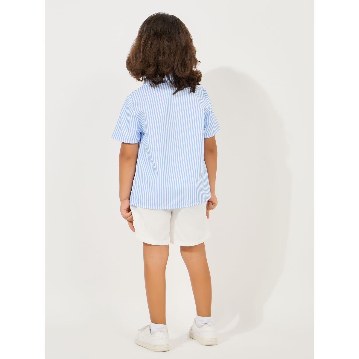 Styli Striped Button Front Shirt & Shorts Set-boys-clothing-setsandcoords-image-4