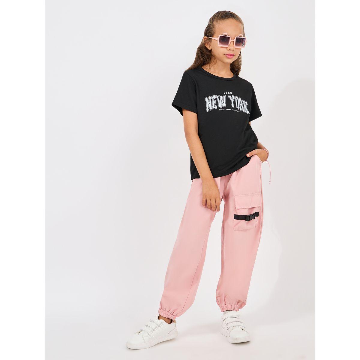 Styli New York Print T-Shirt & Cargo Pants Set-girls-clothing-setsandcoords-image-1