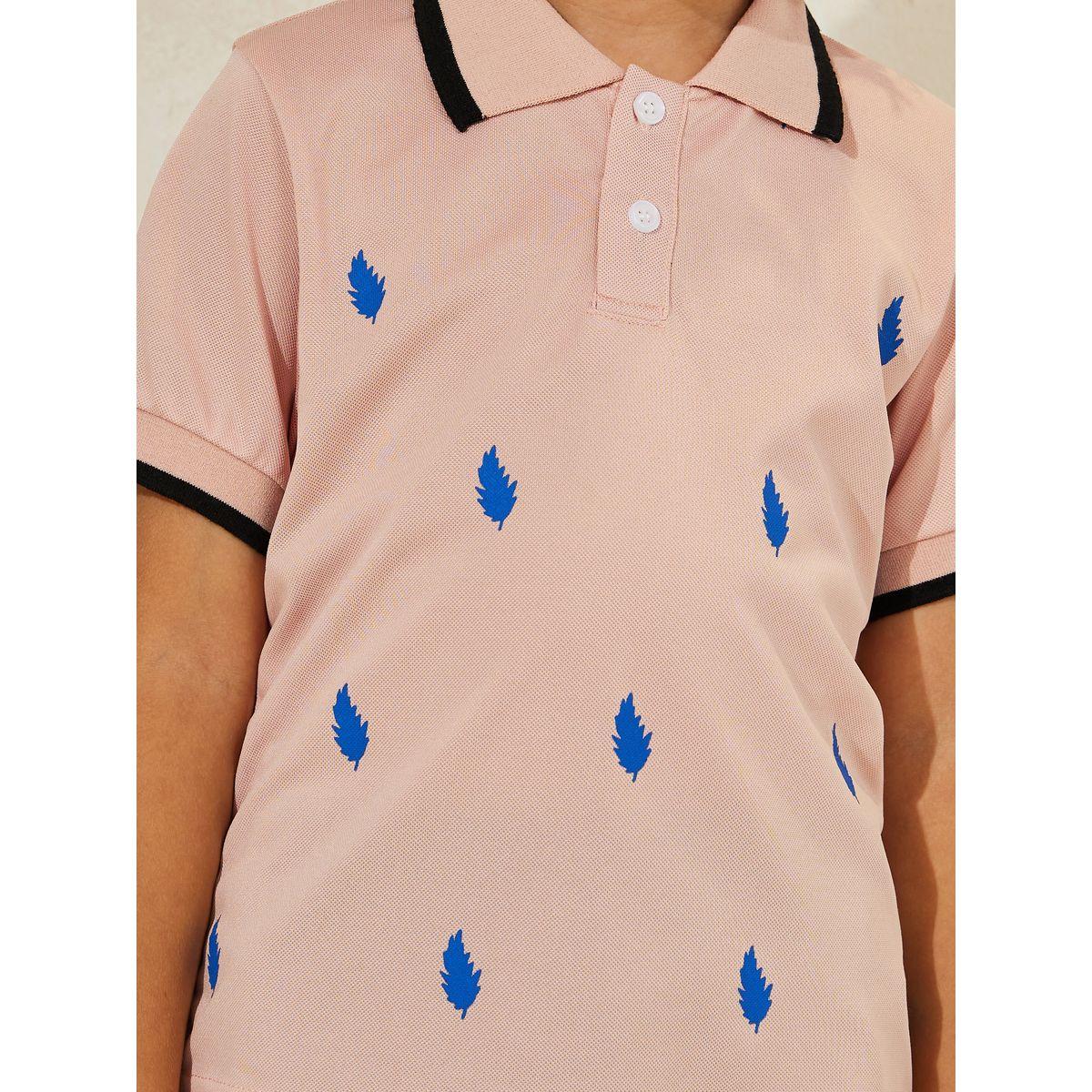 تيشيرت بياقة بولو وطبعة اوراق شجر-boys-clothing-tshirtsandpolos-image-3